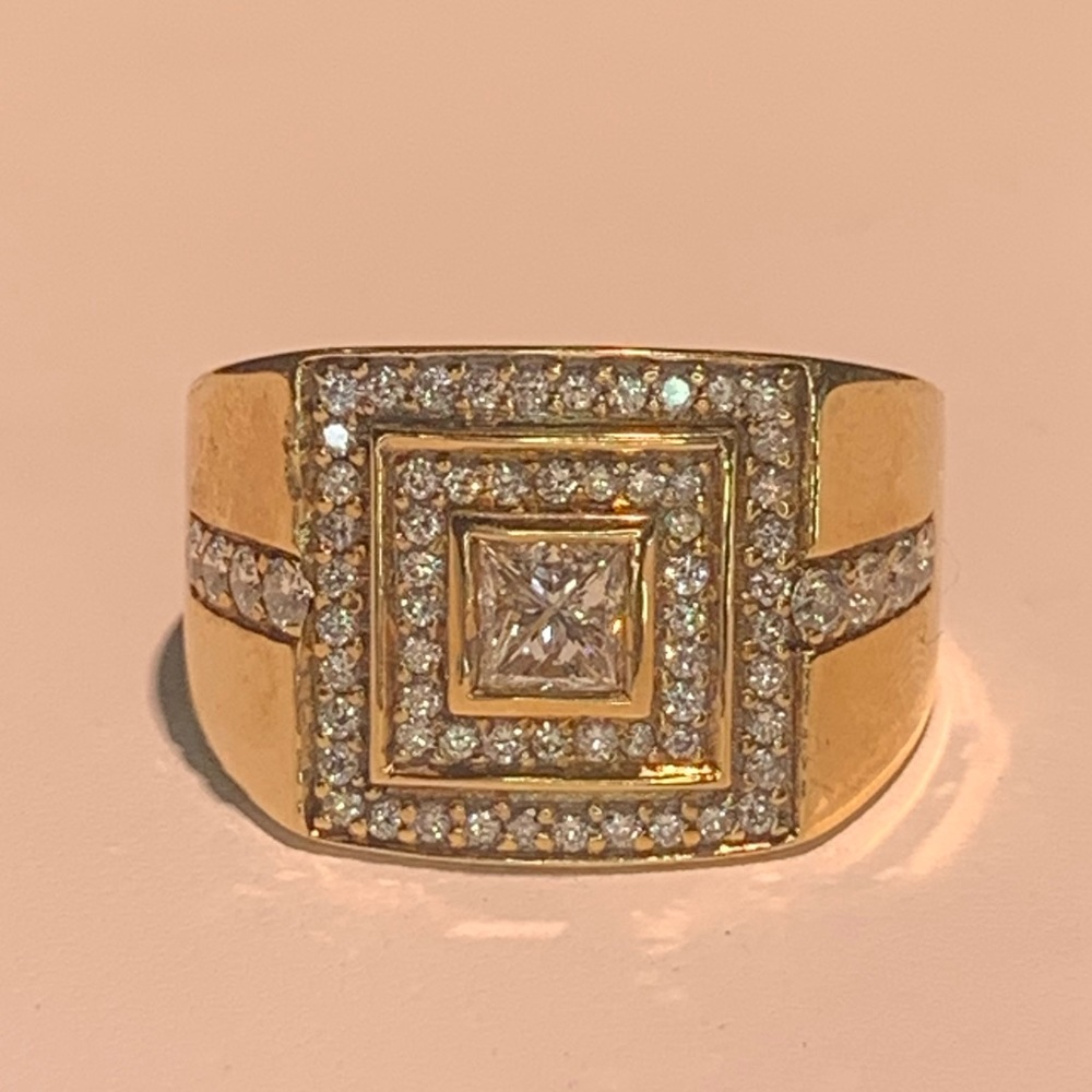 MEN’S DIAMOND 2.00 CARATS 14K YELLOW GOLD RING - Picture 3 of 5